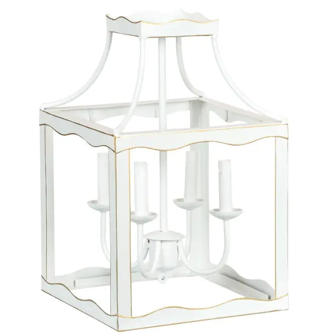 Soft White and Gold Tole Lantern - The Mayfair Hall