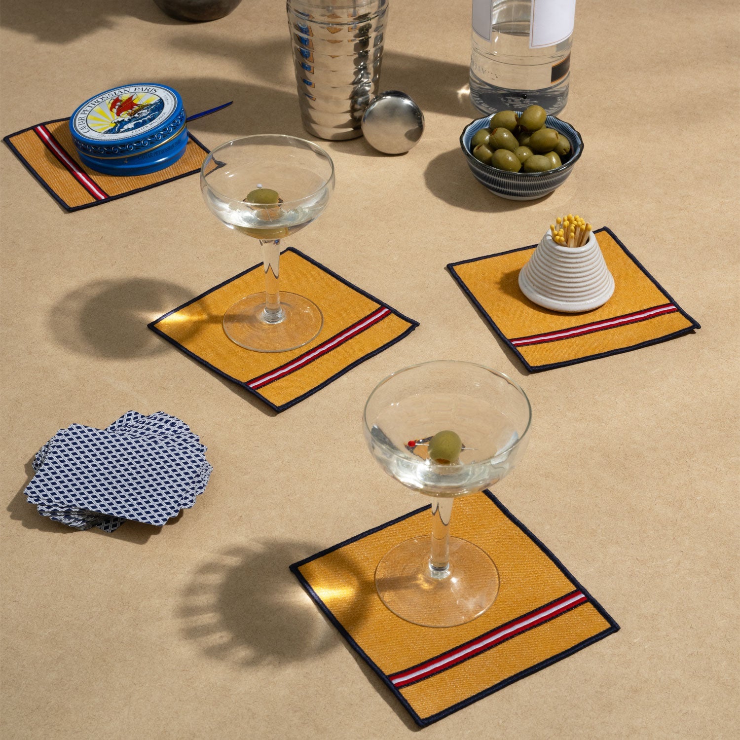 University Stripe Cocktail Napkins in Yellow (Set of 4)