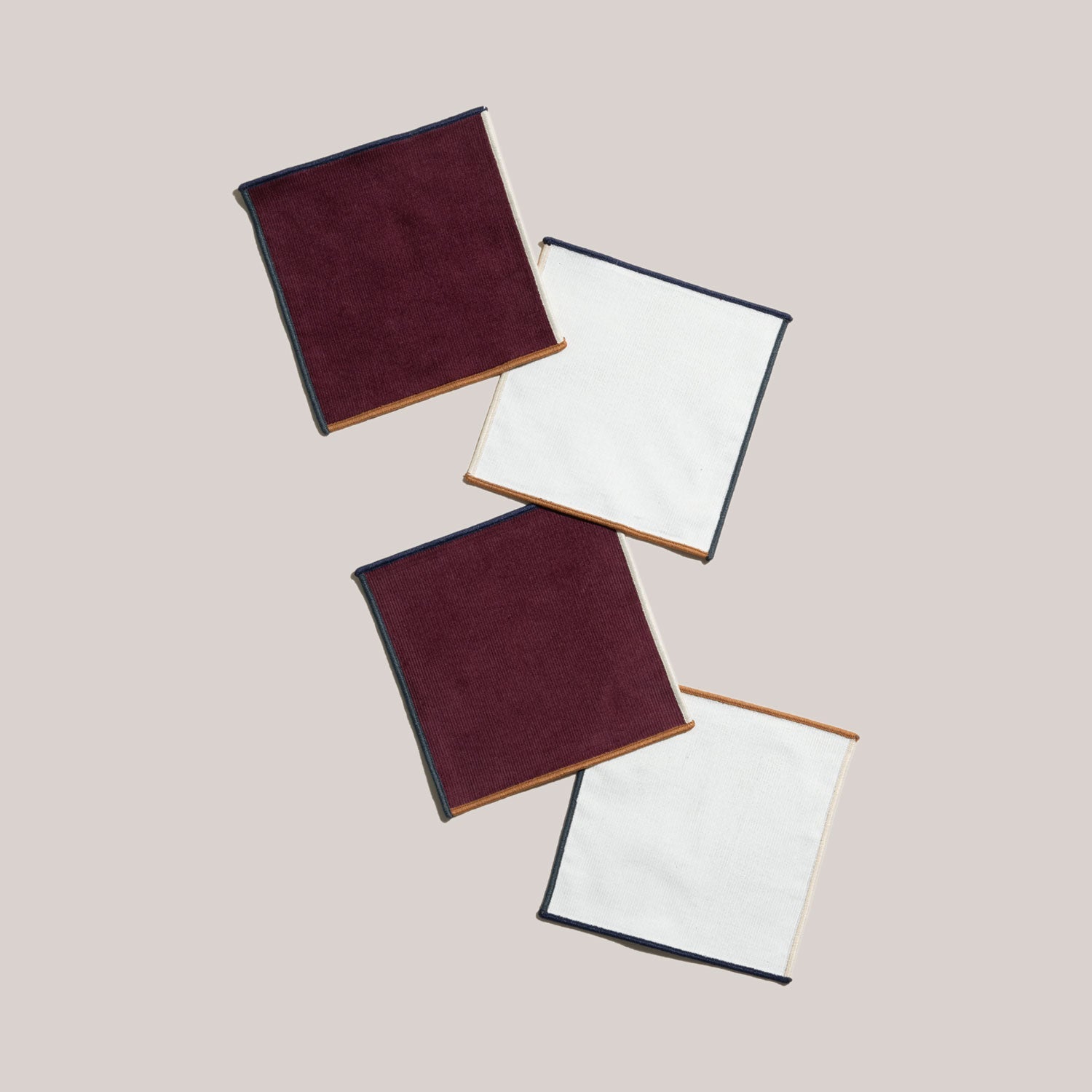 Clubhouse Cocktail Napkins in Cream and Burgundy (Set of 4)