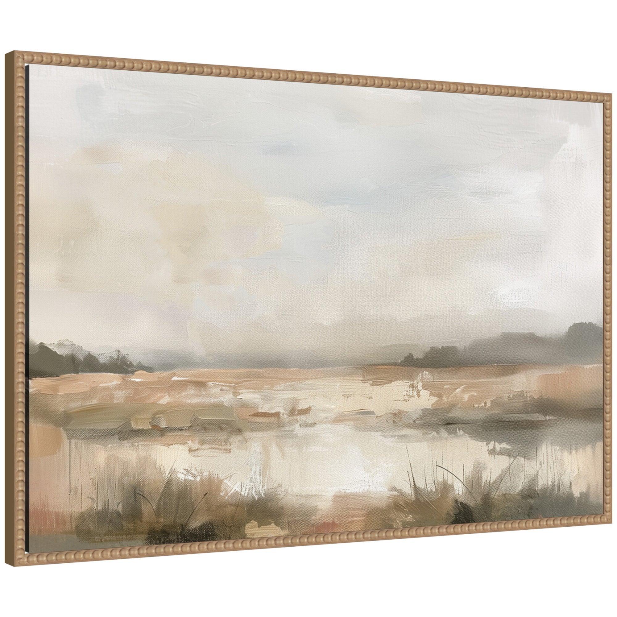 Neutral Abstract Landscape by The Creative Bunch Studio Framed Canvas Wall Art Print