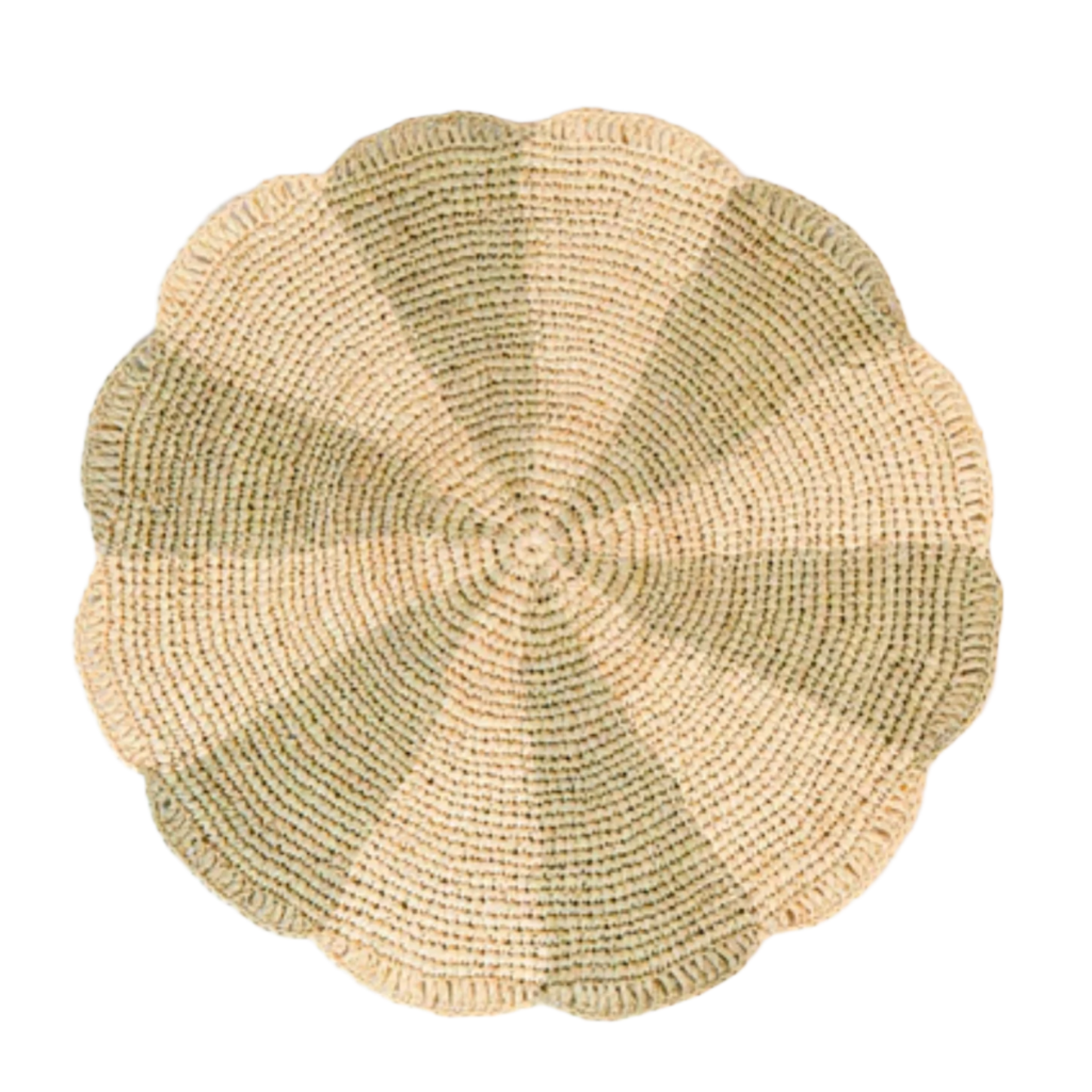 Pinwheel Olive Placemat, raffia tabletop
