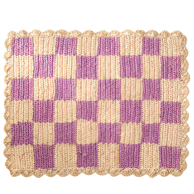 Lavender checked Placemat, Rectangular raffia tabletop