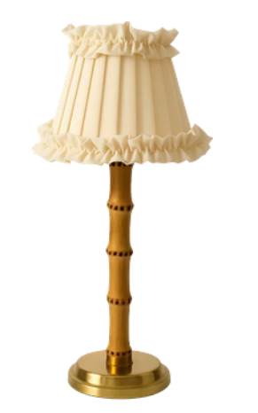 Bamboo Rechargeable Lamp with Ruffle Shade