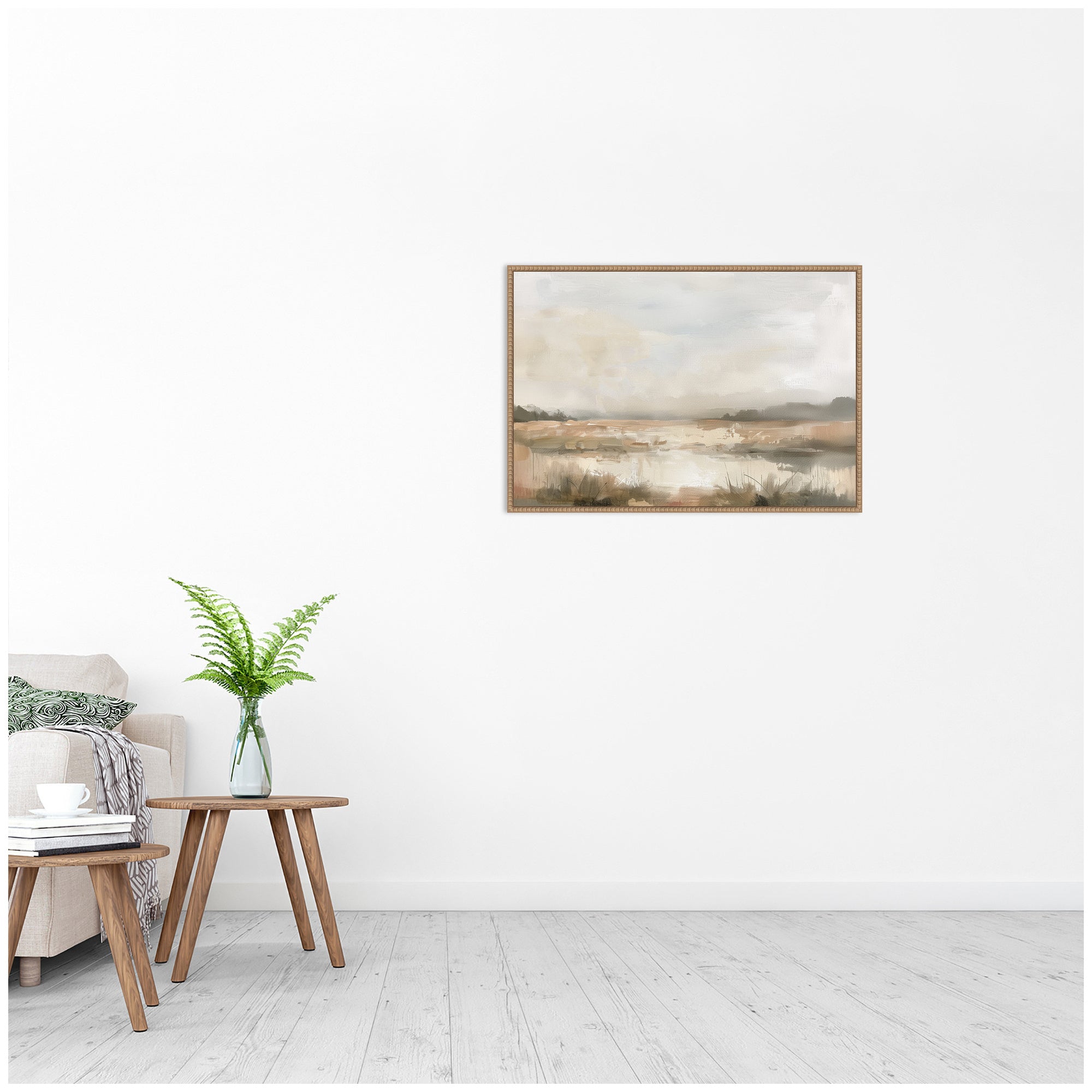 Neutral Abstract Landscape by The Creative Bunch Studio Framed Canvas Wall Art Print