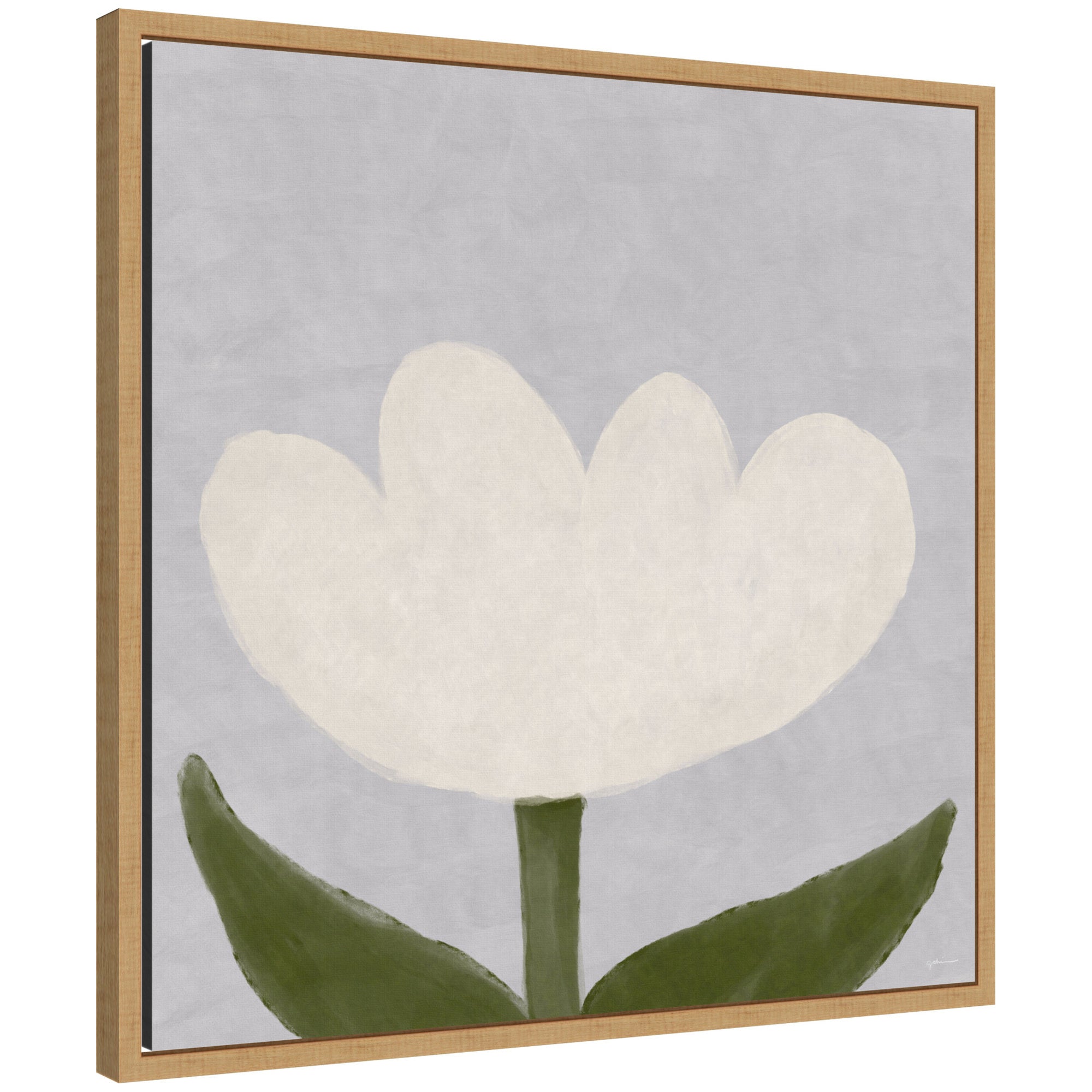 White Tulip by Gabrielly Guedes Framed Canvas Wall Art Print