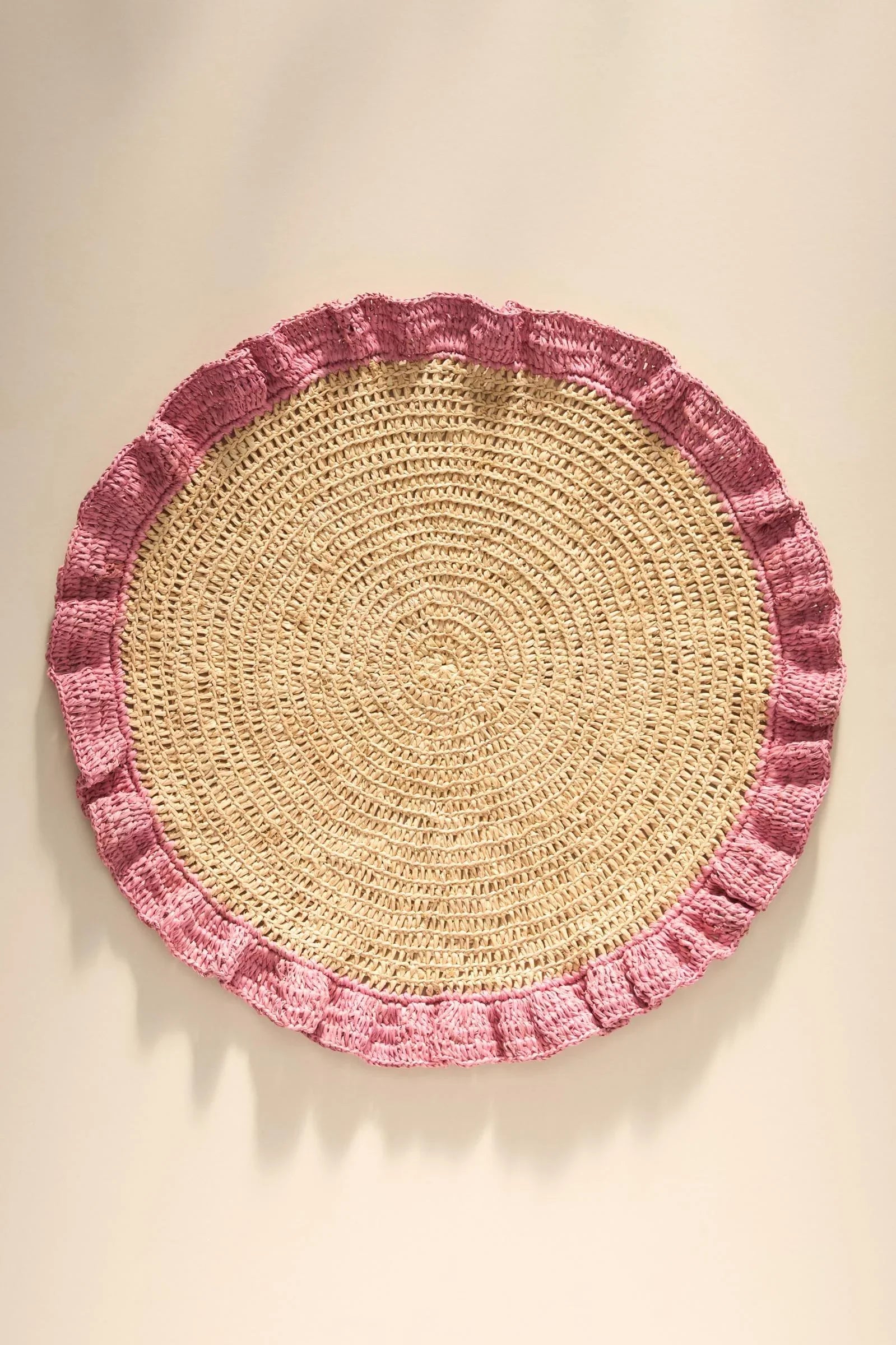Handwoven Raffia Ruffle Placemat – Boho Chic Table Décor – Summer Table Accent - The Mayfair Hall