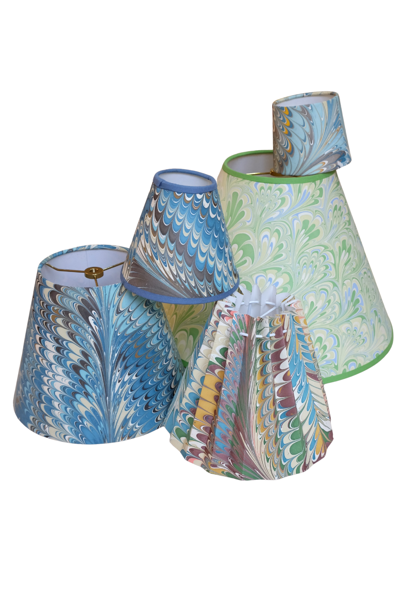 6" Hand-Marbled Empire Lampshade — Nila Feathers (No Fittings)