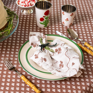 Beatrice Chocolate Ruffled Napkins - Set of 4