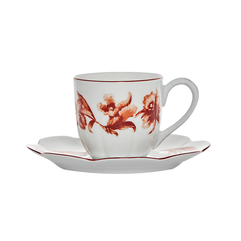 Rouge de Fer Limoges Porcelain Espresso Cup & Saucer by Tania Bulhões