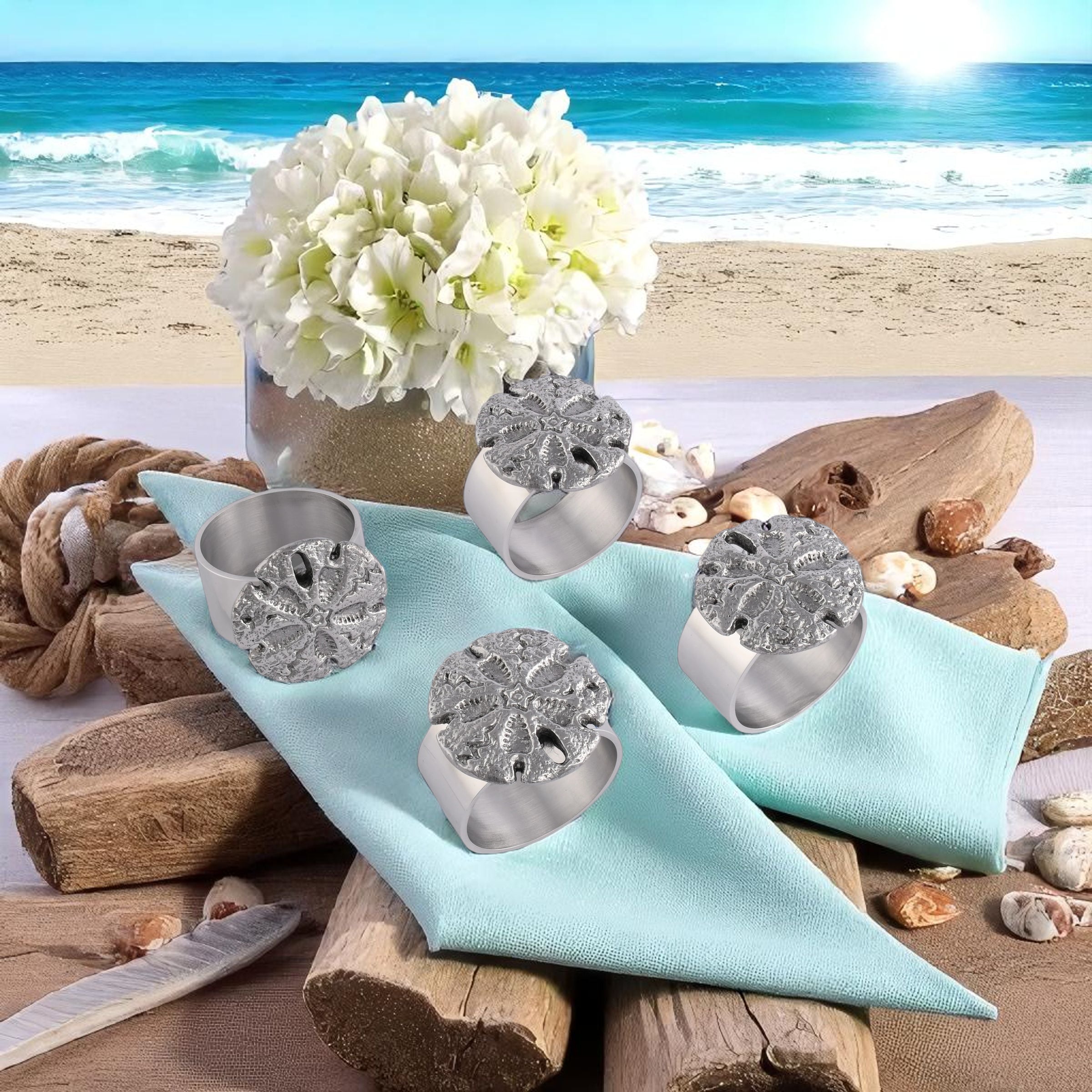 Sand Dollar Napkin Rings - set of 4