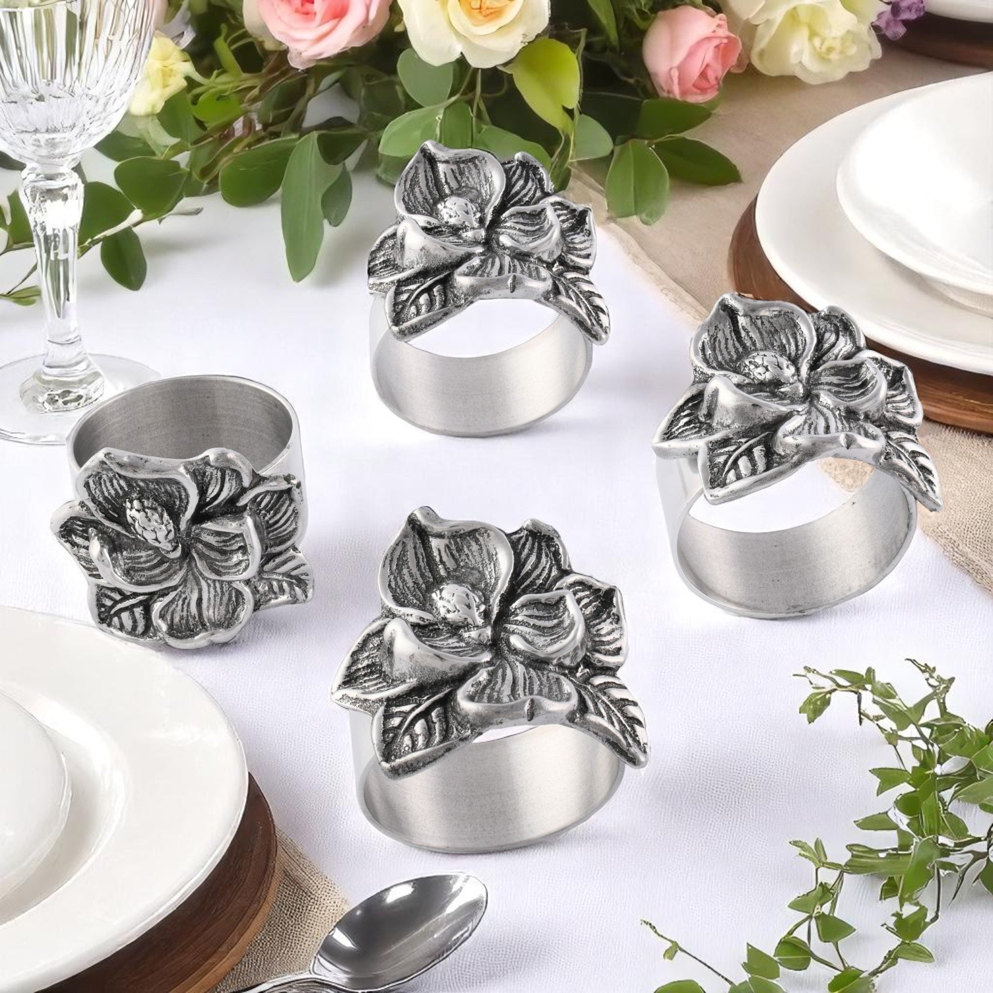 Magnolia Napkin Rings - set of 4