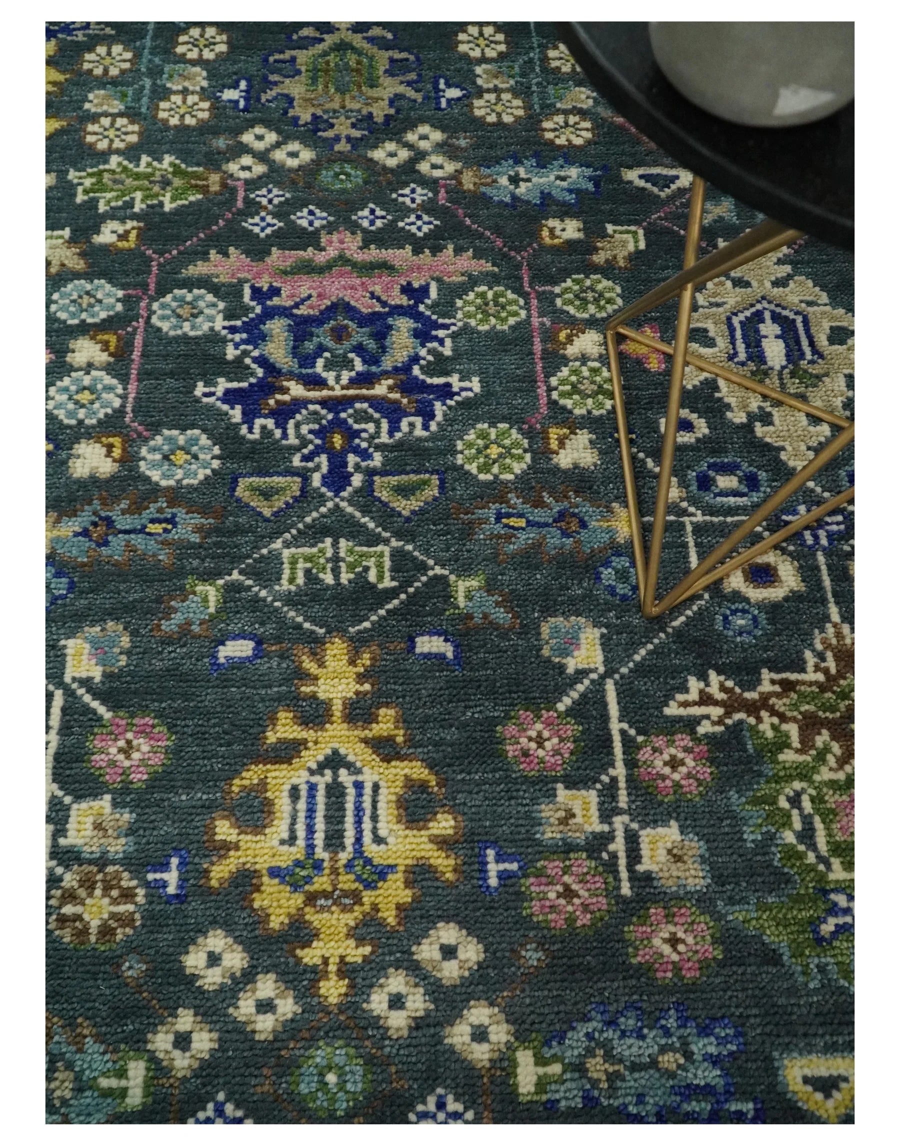 Antique Hand Knotted Green, Moss, and Blue Traditional Turkish Vintage Oushak Custom Made Wool Area Rug