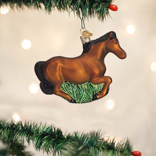 Brown Mustang Blown Glass Christmas Ornament by Old World Christmas