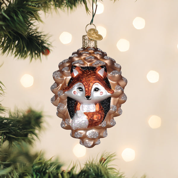 Piney Fox Blown Glass Christmas Ornament by Old World Christmas