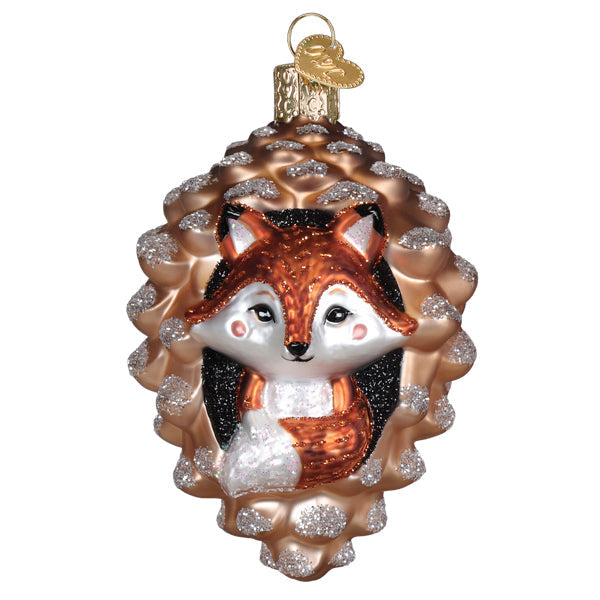 Piney Fox Blown Glass Christmas Ornament by Old World Christmas