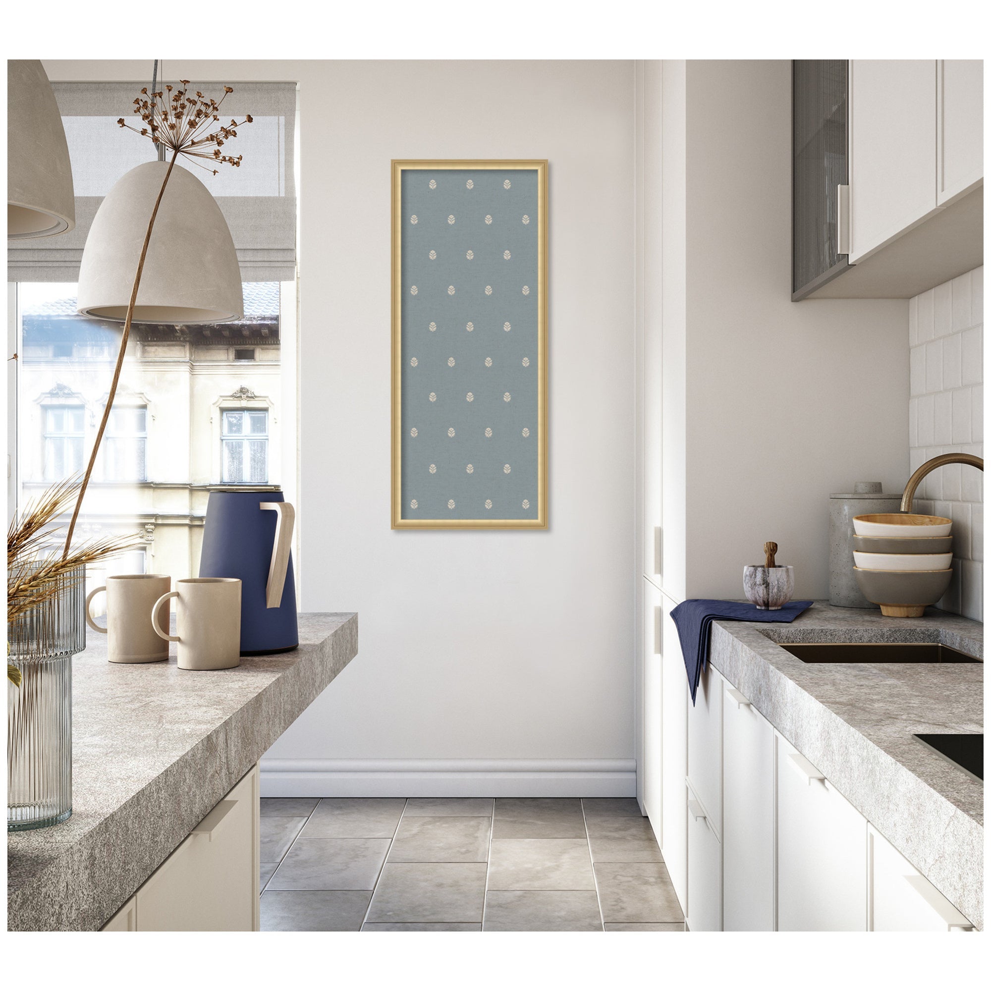 Pinboard Blue Botanical Block Print