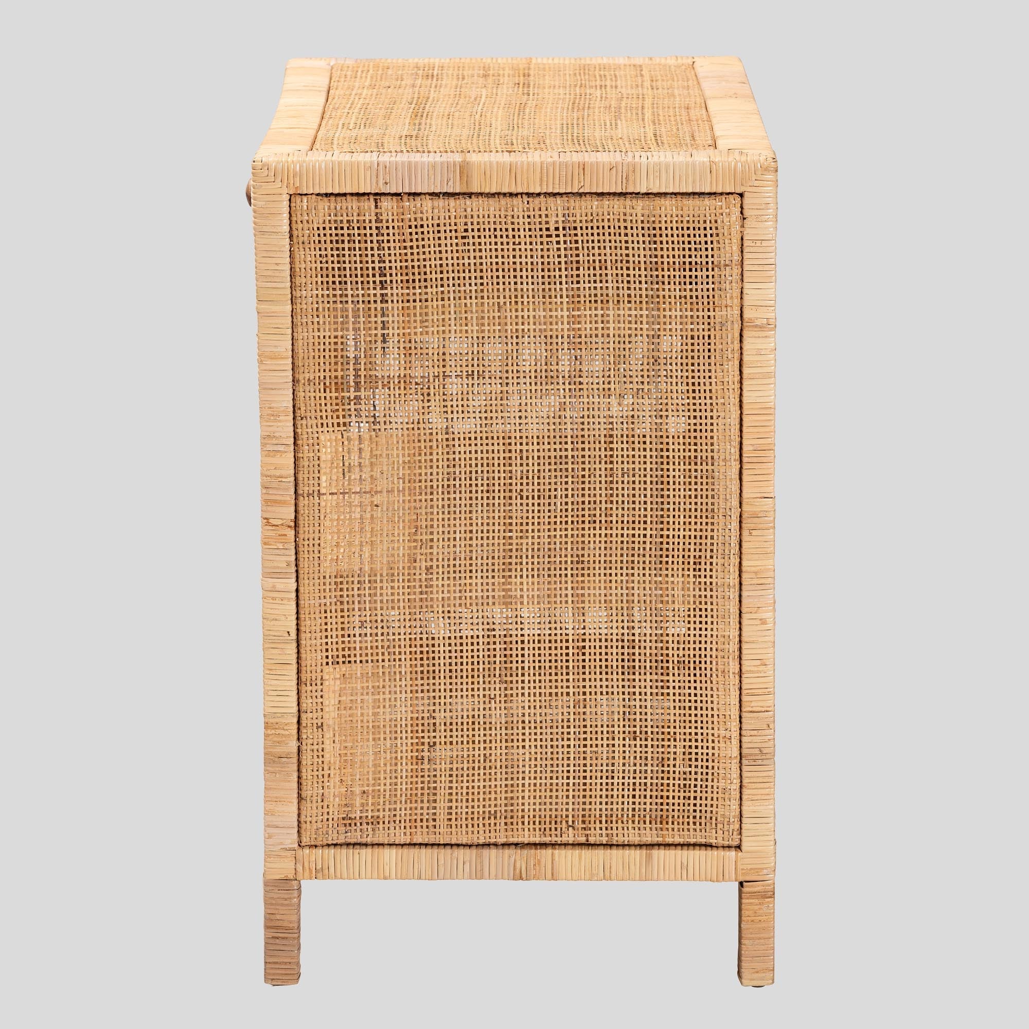 Marek Mahogany Wood and Rattan 1-Drawer Console Table