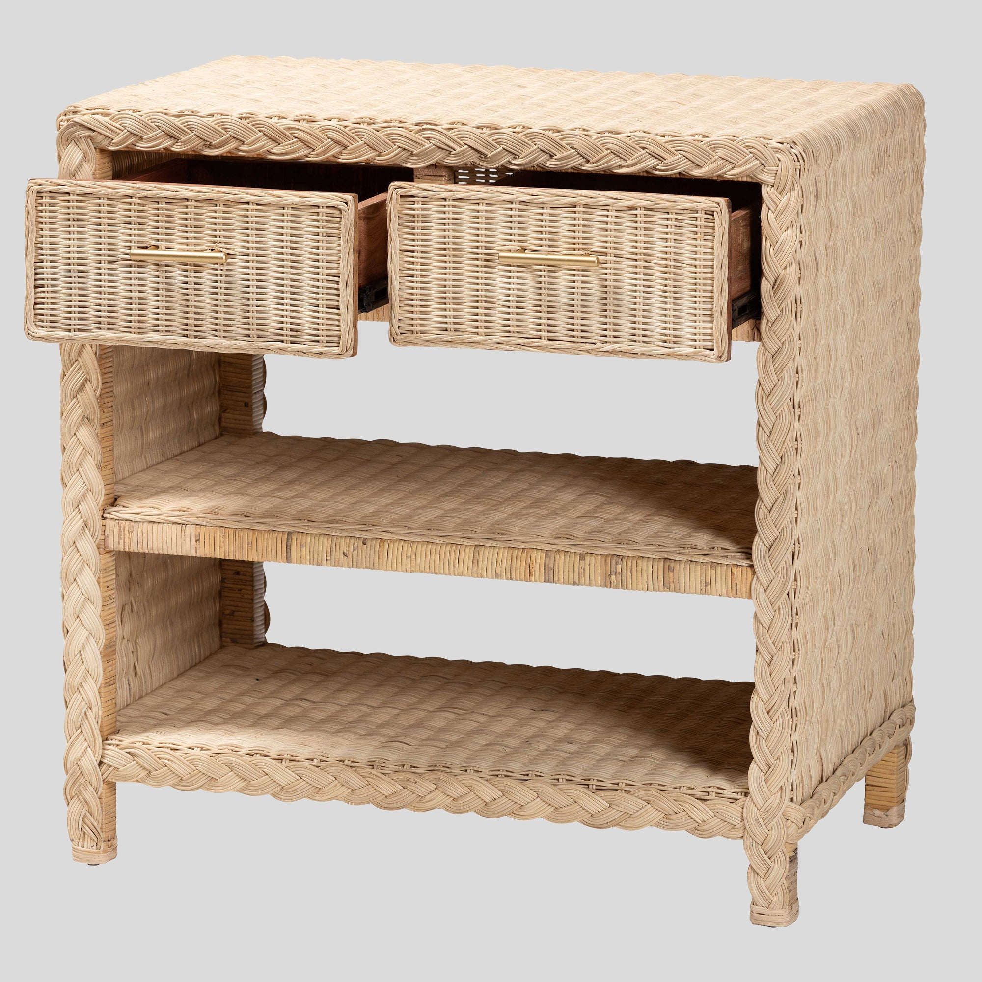 Kaity Rattan 2-Drawer Console Table