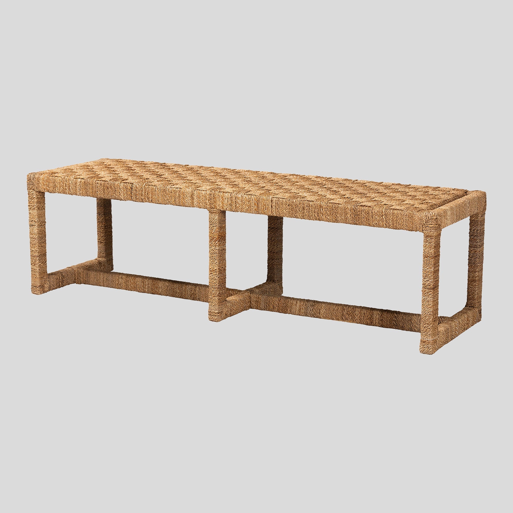 Ross Seagrass and Wood Accent Bench