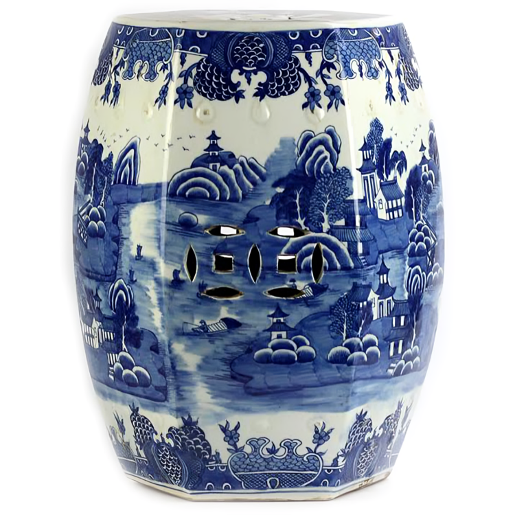 Hexagon Village Scene Garden Seat