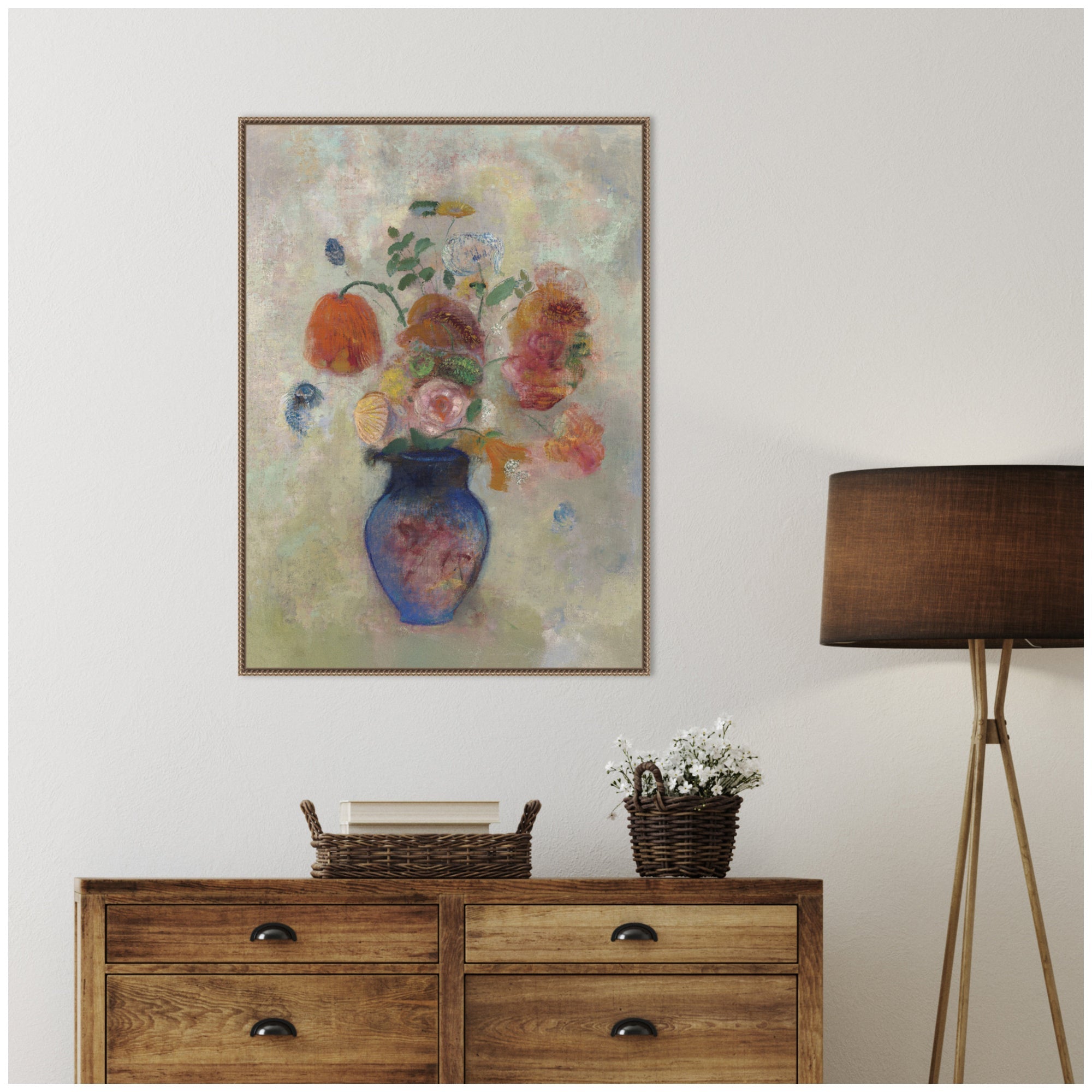 Large Vase with Flowers 1912 Odilion Redon by Nostalgia Prints Framed Canvas Wall Art Print