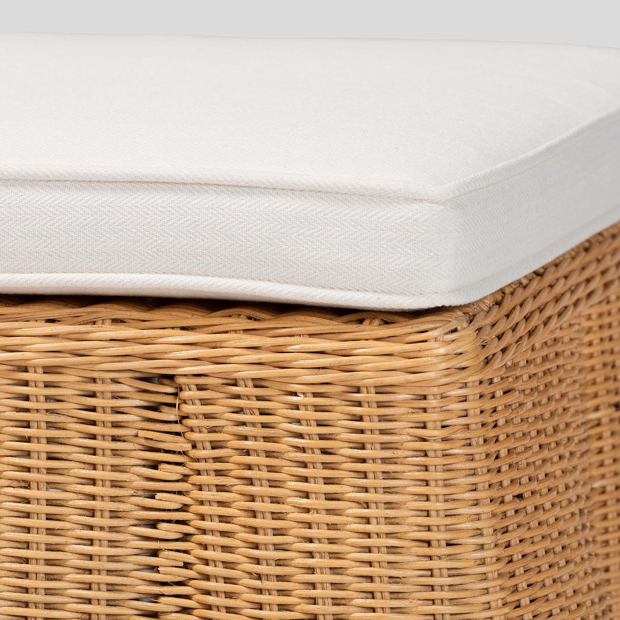Usman Rattan Ottoman with Cushion