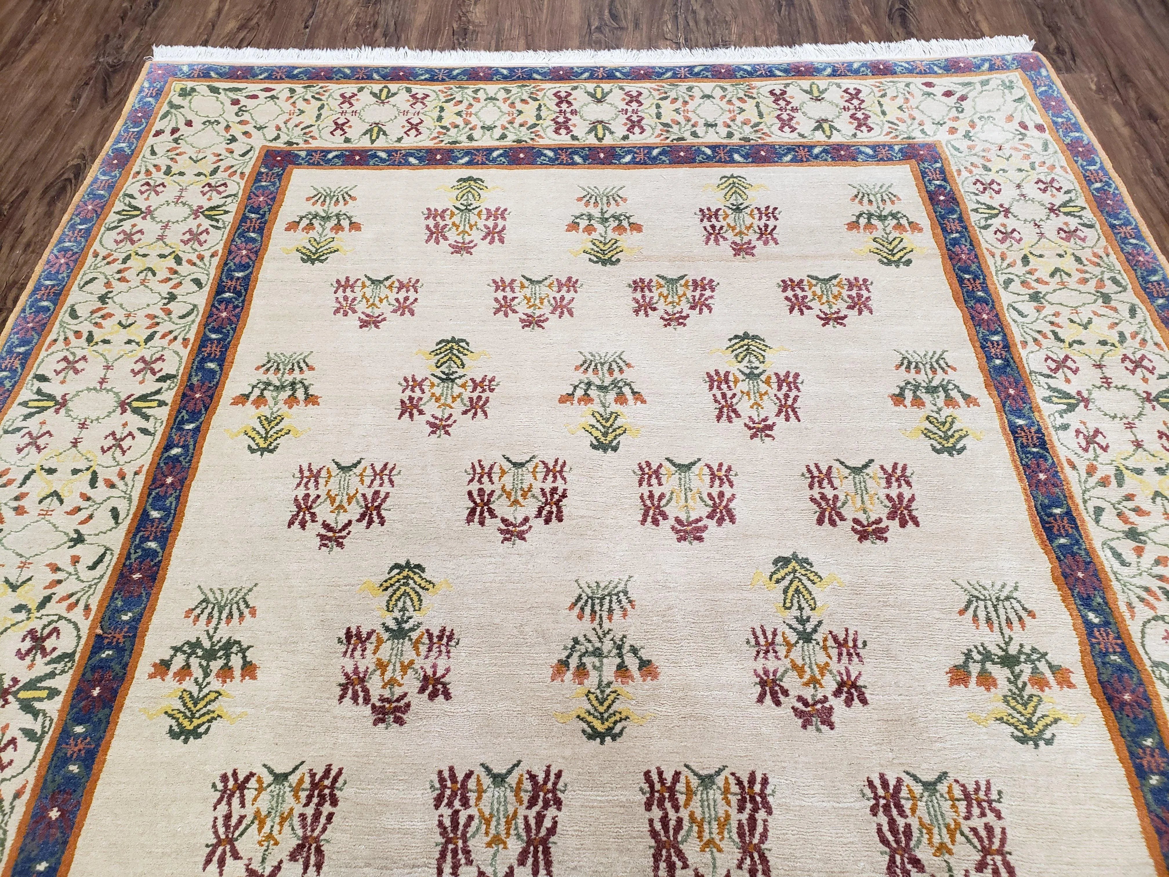Tufenkian Rug 5.9 x 8.6, Tibetan Nepalese Rug, Hand Knotted, Soft Shiny Wool, Repeated Motifs, Contemporary Modern, Area Rug 6x9, Vintage