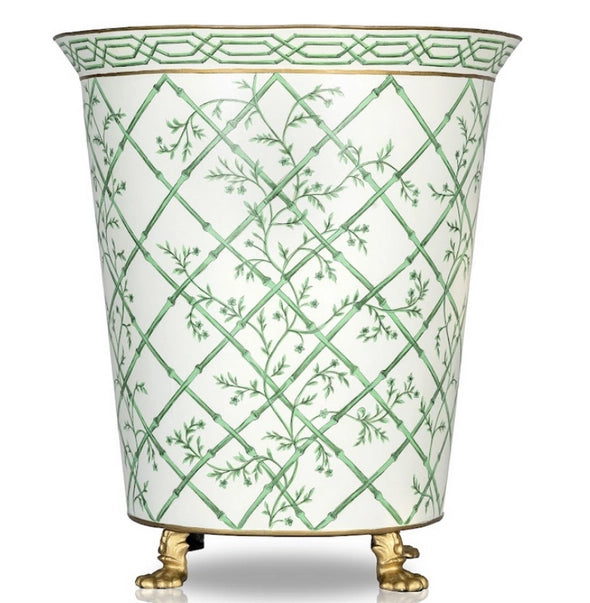 Bamboo/Floral Chinoiserie Floor Planter - 2 Colors - The Mayfair Hall