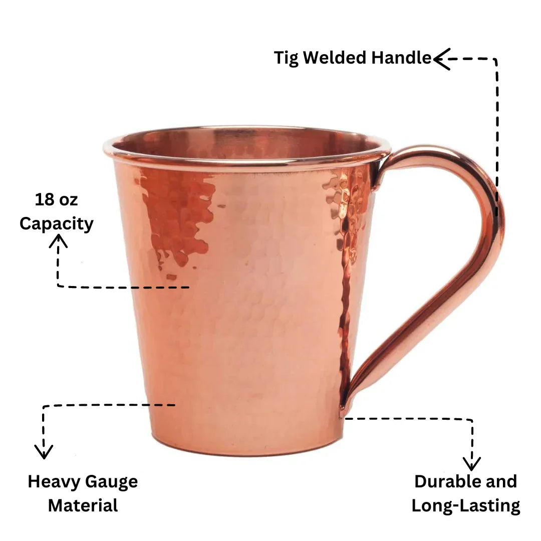 Solid Copper Mule Mug, Copper Handle, 18 oz - The Mayfair Hall