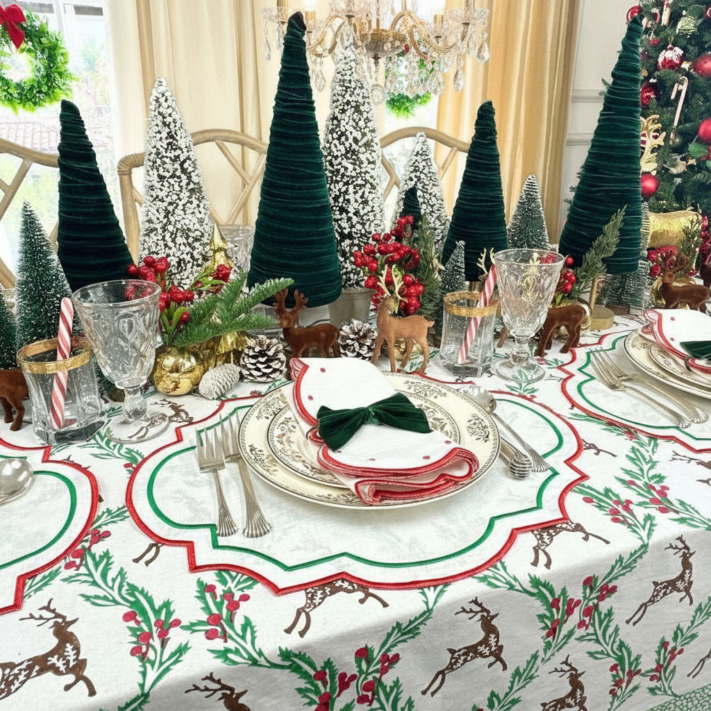 100% Linen - Studio Collection: Christmas Parker Placemats  (Set of 4)