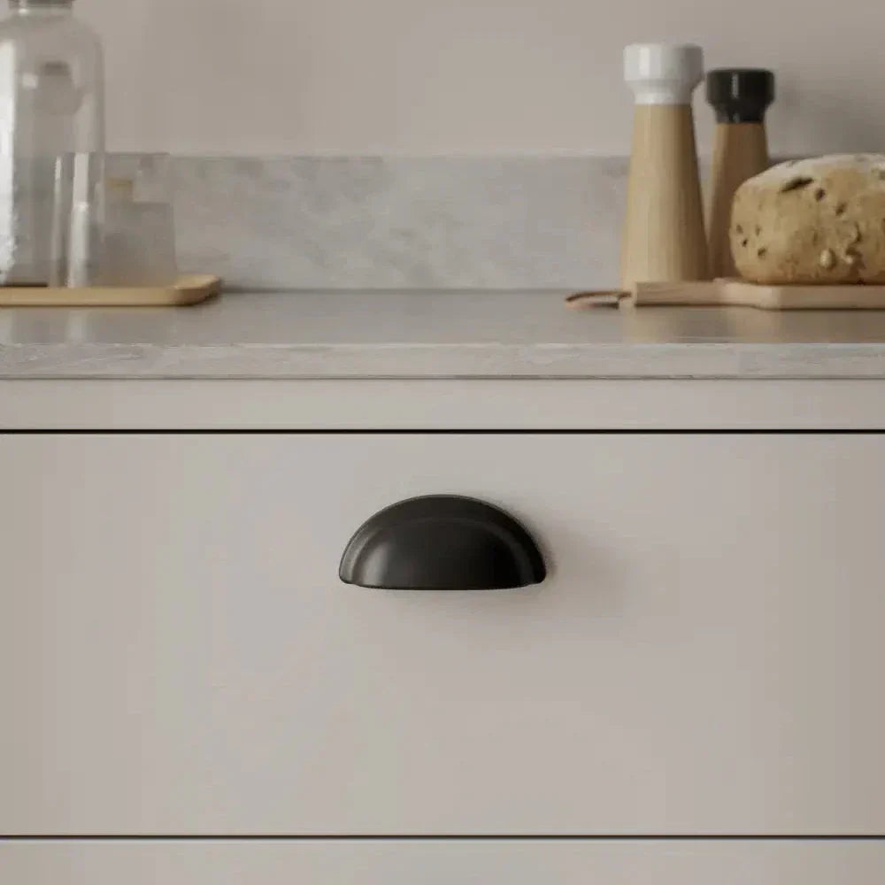 Matte Black "Baron" Cup Pull and Knobs