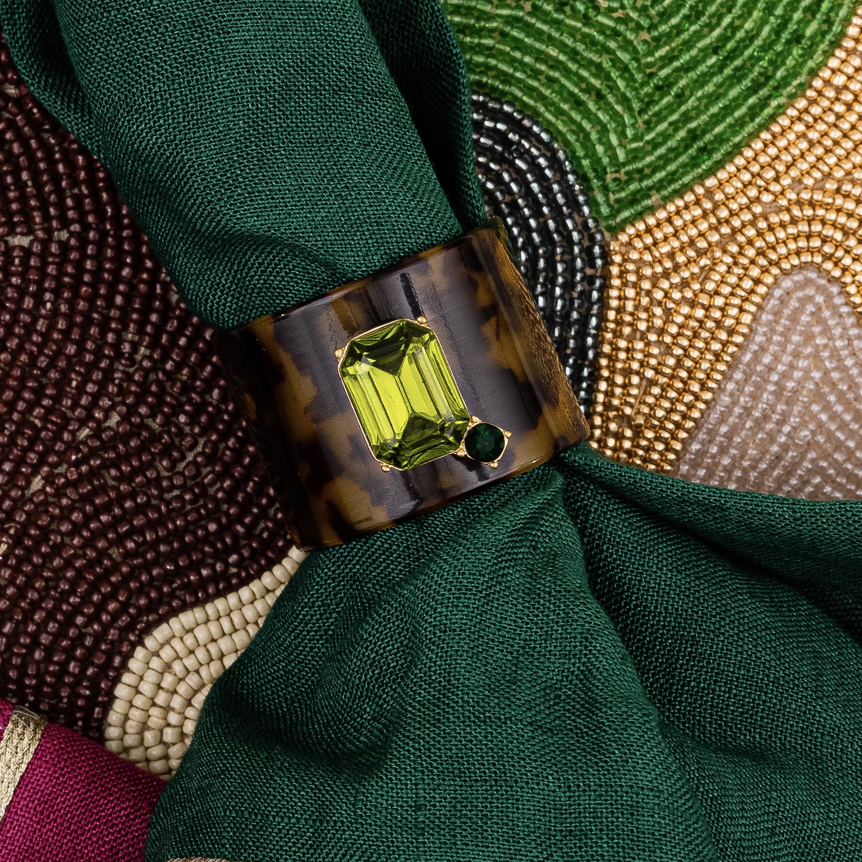 Gold trim dinner napkins, hunter green, set of two - The Mayfair Hall