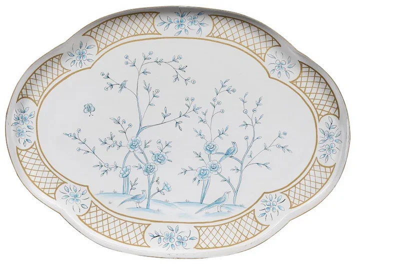 IVORY & BLUE SCALLOPED TRAY TABLE - The Mayfair Hall