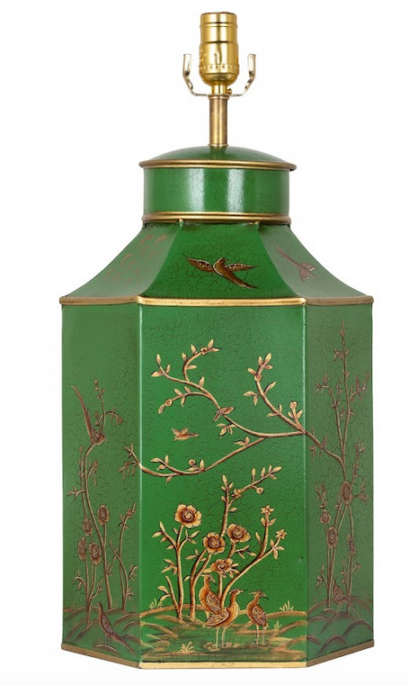 Moss Green & Gold Hexagon Lamp