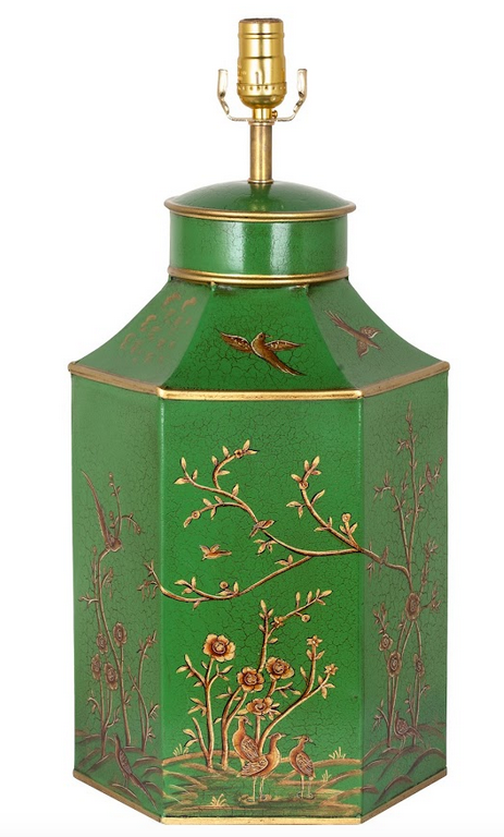 Moss Green & Gold Hexagon Lamp