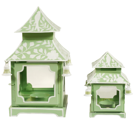 Spring Green Chinoiserie Pagoda Lantern (2 sizes)
