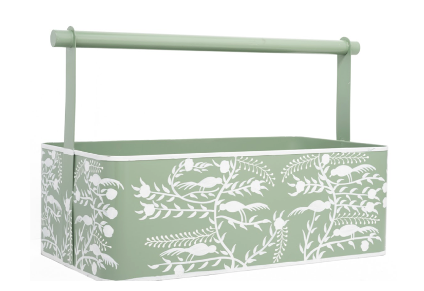 Soft Green Chinoiserie Garden Caddy