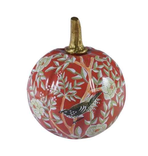 Chinoiserie Metal Pumpkin in Rusty Red