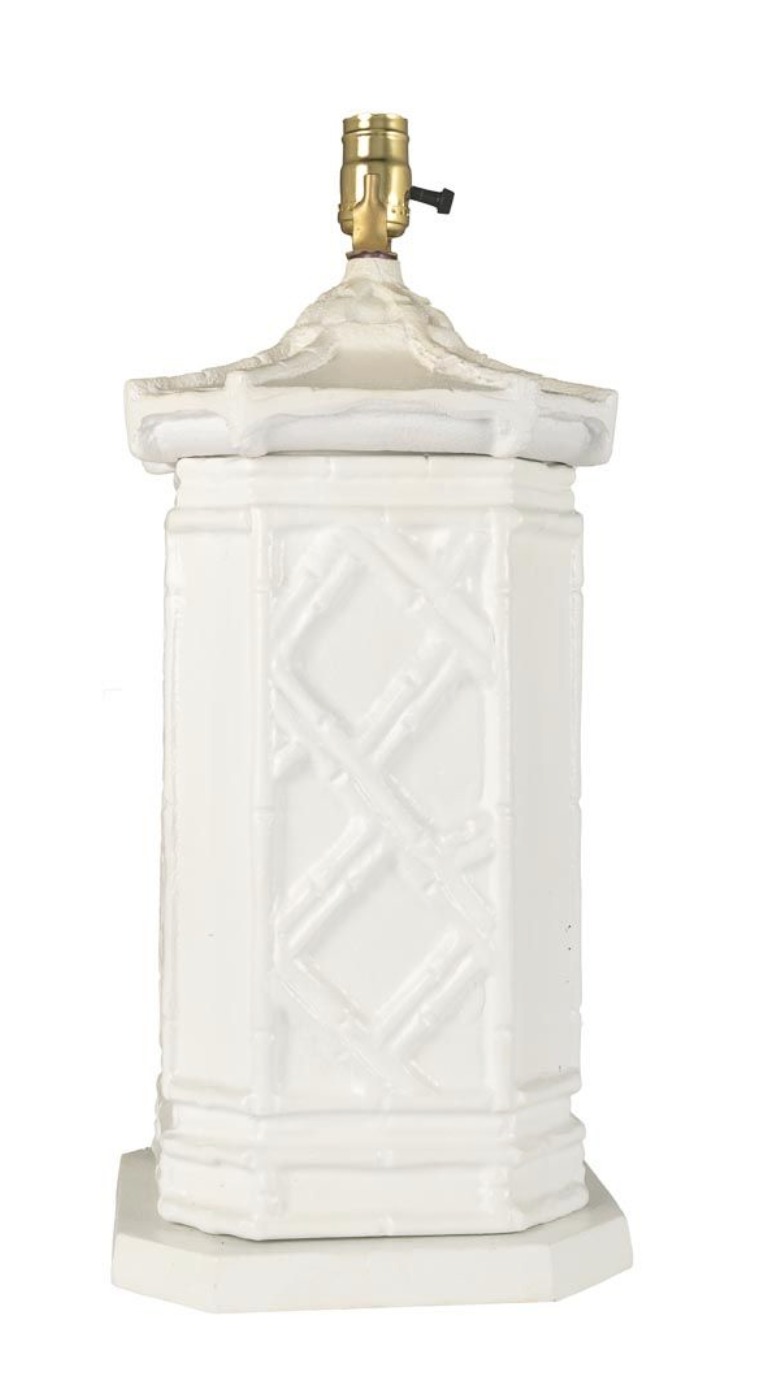 White BAMBOO CHIPPENDALE LAMP