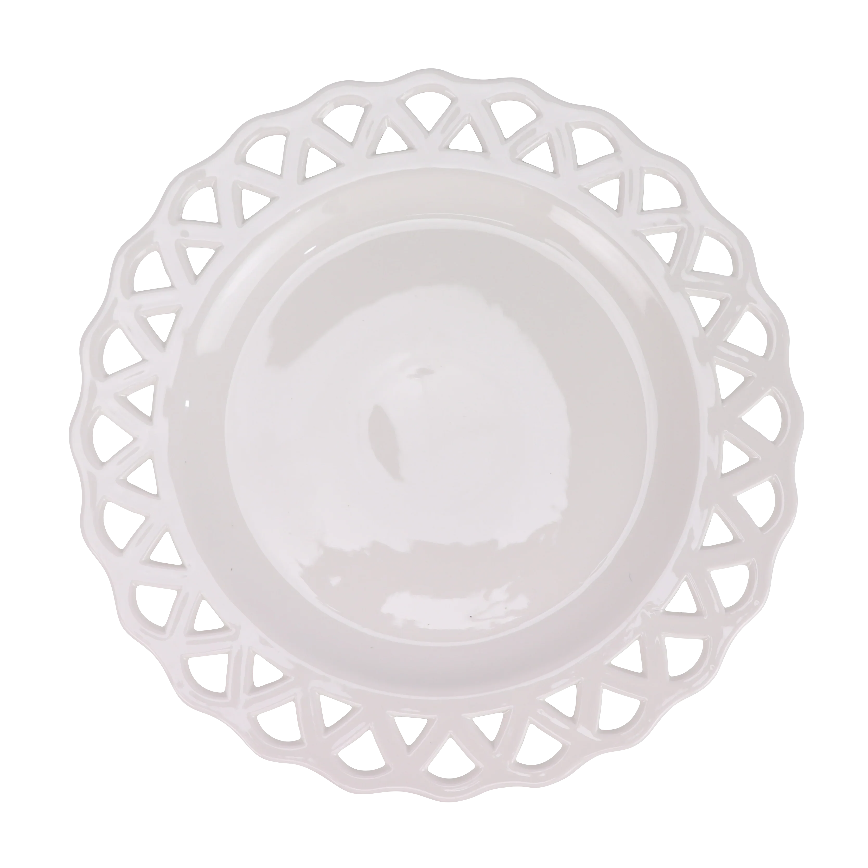 White Pierced Scalloped Charger