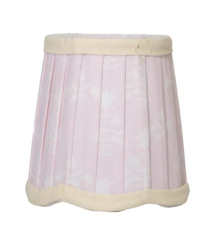Sconce Shade in Pink with Ivory Scalloped Trim - The Mayfair Hall