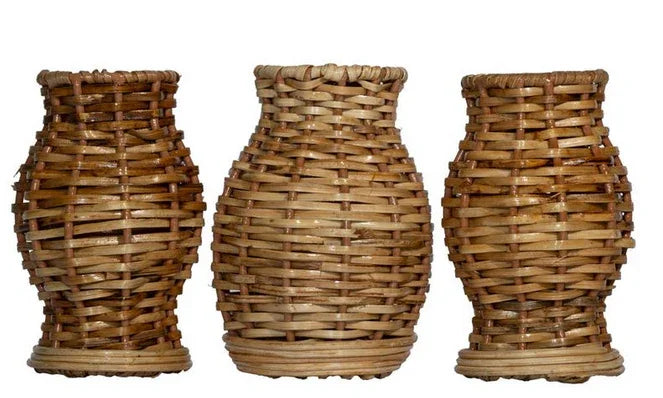Set of 3 Mini Wicker Vases - The Mayfair Hall