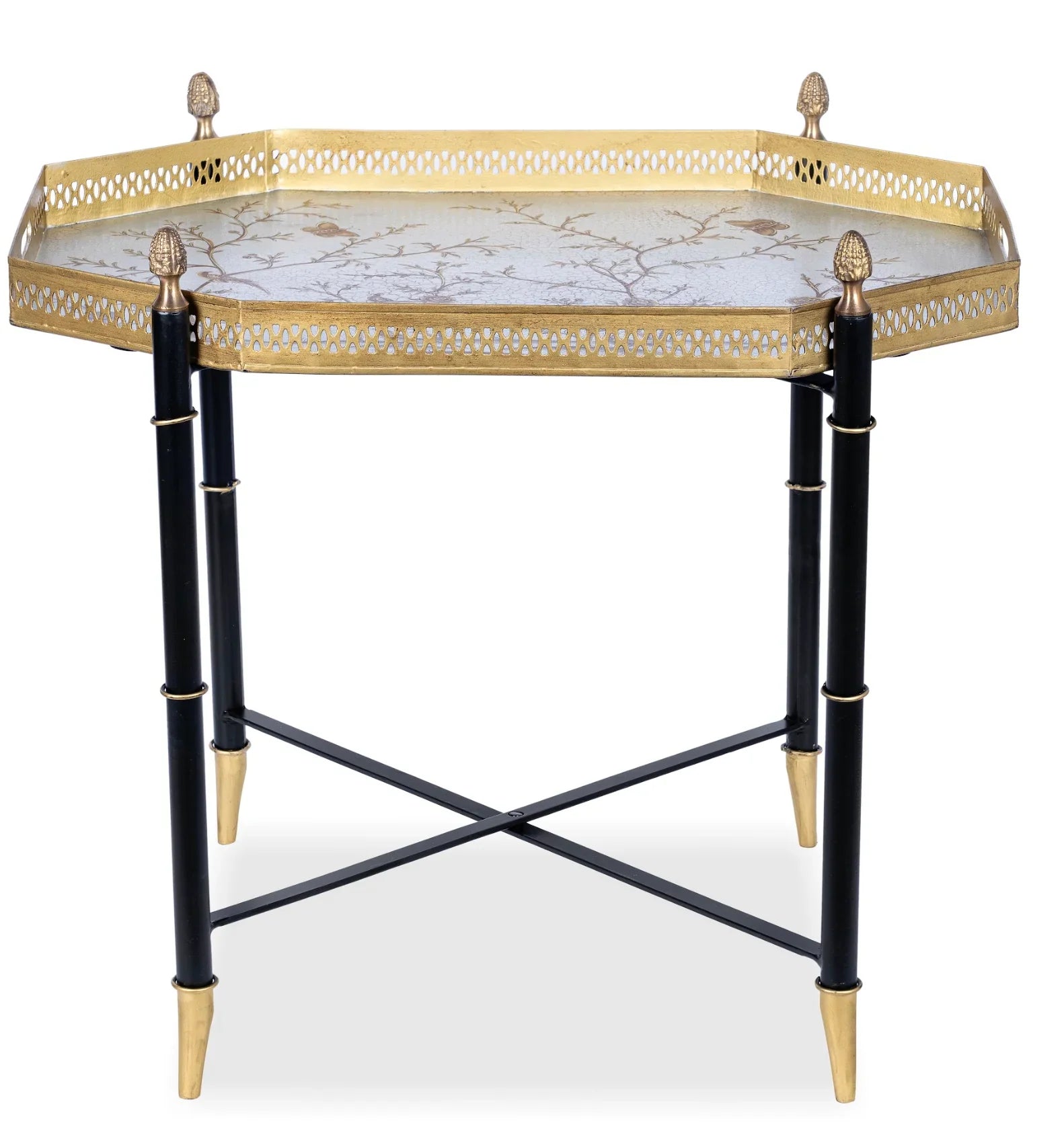 Pewter Octagon Tray with Black Table - The Mayfair Hall