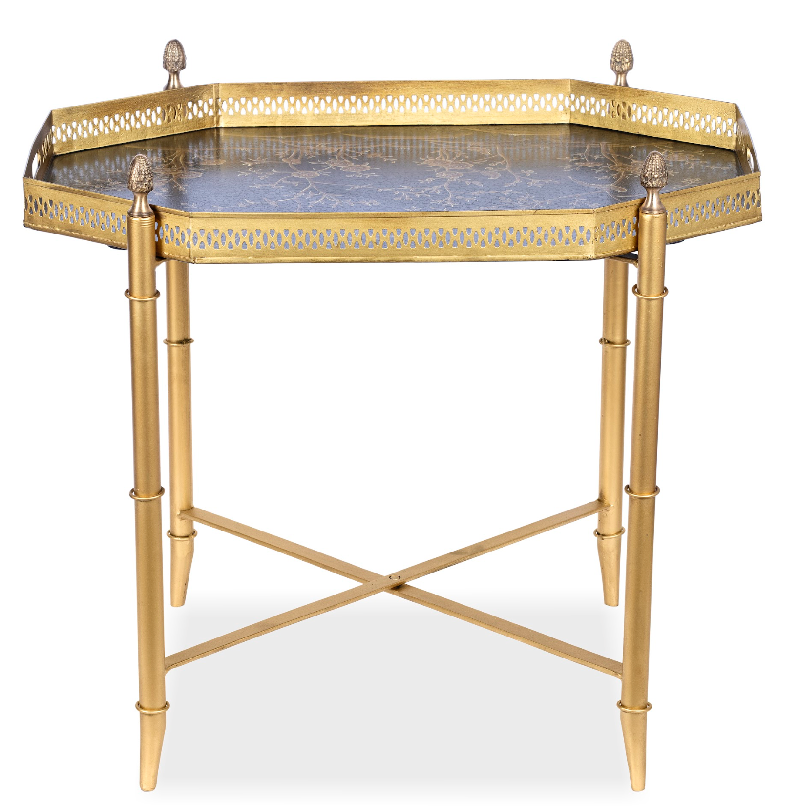 Black OCTAGON TRAY WITH GOLD TABLE