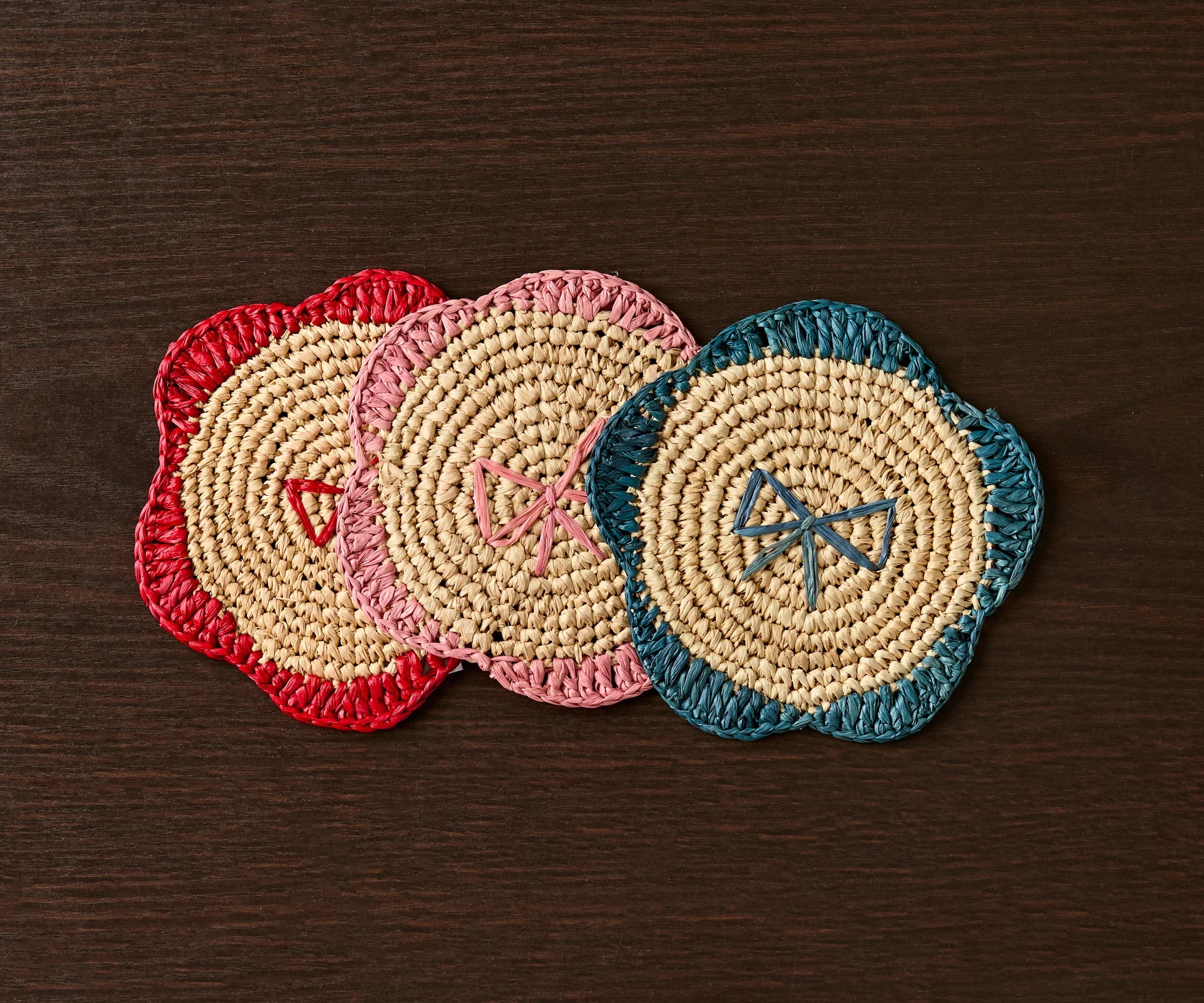 Handwoven Raffia Fringe Coaster by Payton James – Bohemian Candle Mat, Rustic Table Decor, Natural Raffia Palm - The Mayfair Hall