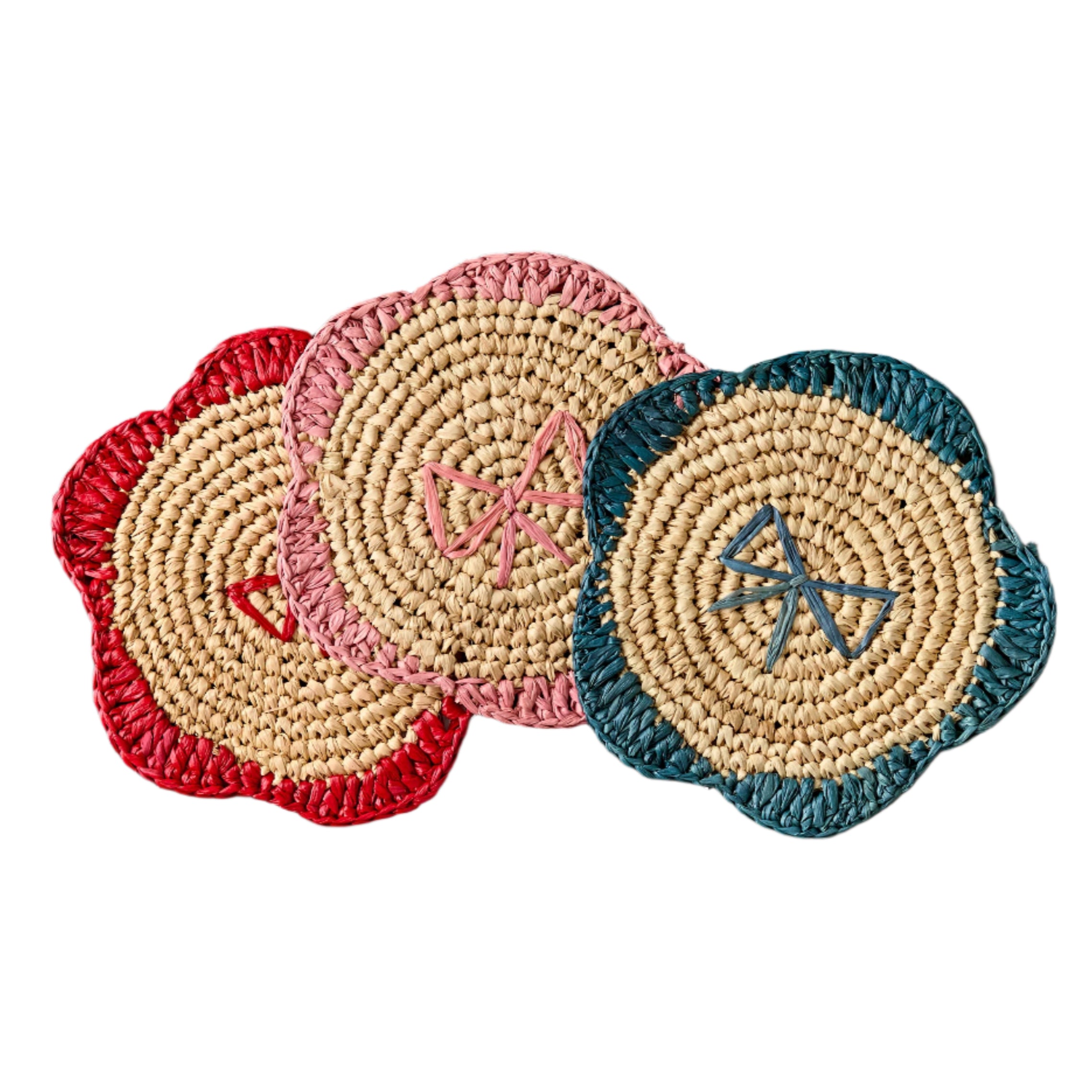 Handwoven Raffia Fringe Coaster by Payton James – Bohemian Candle Mat, Rustic Table Decor, Natural Raffia Palm