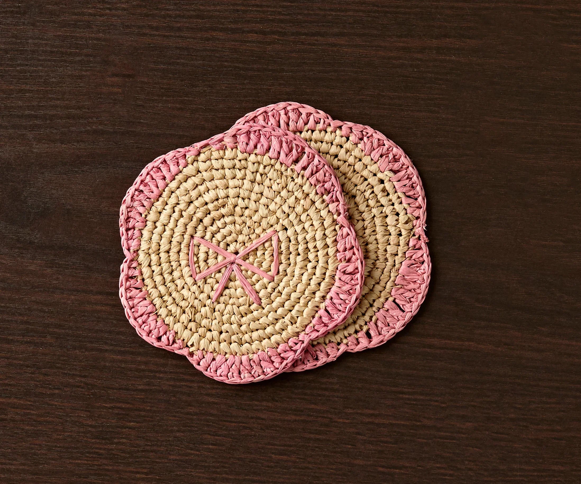Handwoven Raffia Fringe Coaster by Payton James – Bohemian Candle Mat, Rustic Table Decor, Natural Raffia Palm - The Mayfair Hall