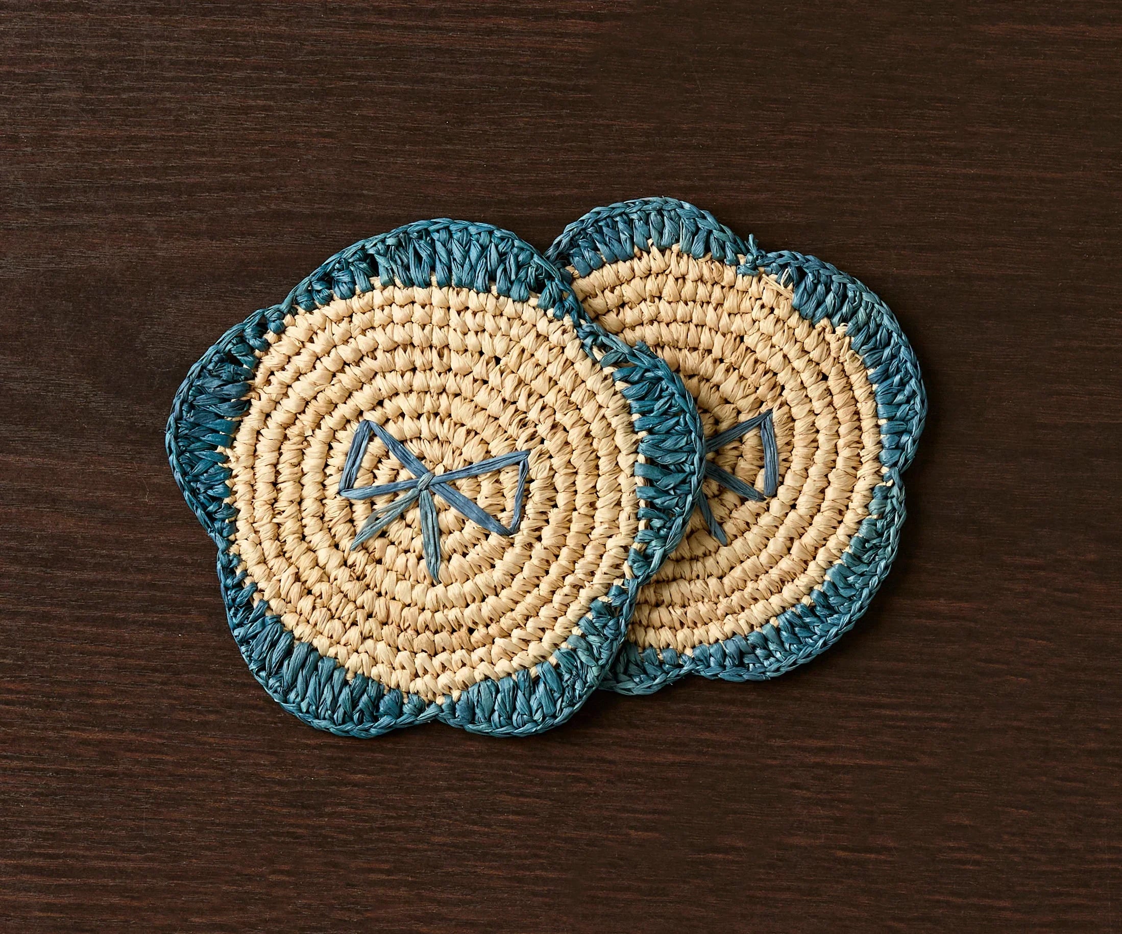 Handwoven Raffia Fringe Coaster by Payton James – Bohemian Candle Mat, Rustic Table Decor, Natural Raffia Palm - The Mayfair Hall