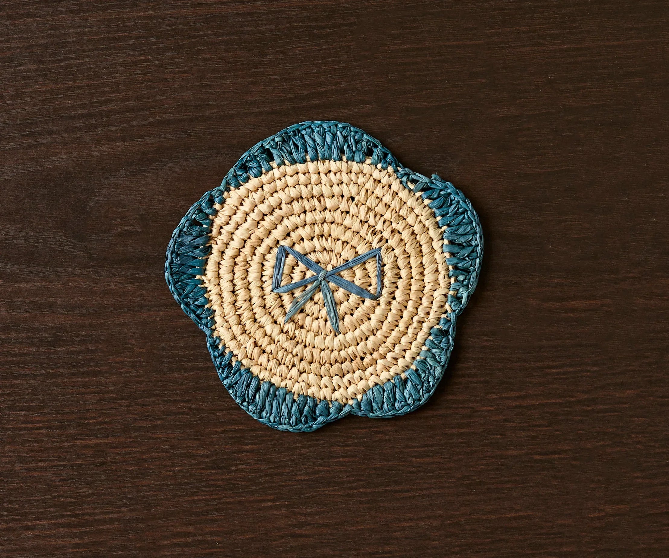 Handwoven Raffia Fringe Coaster by Payton James – Bohemian Candle Mat, Rustic Table Decor, Natural Raffia Palm - The Mayfair Hall