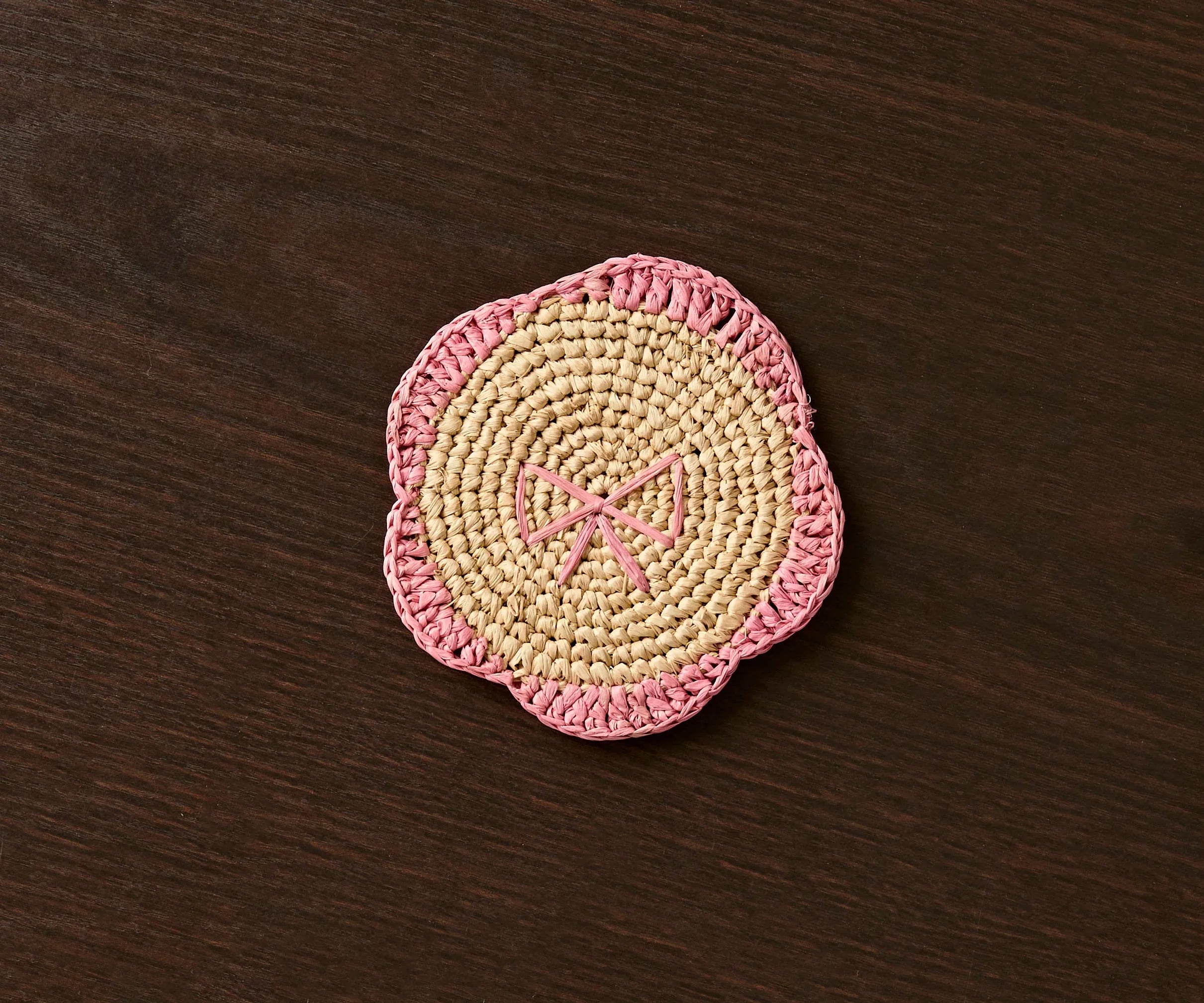 Handwoven Raffia Fringe Coaster by Payton James – Bohemian Candle Mat, Rustic Table Decor, Natural Raffia Palm - The Mayfair Hall